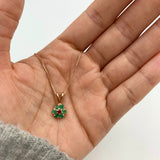 Stunning rose gold vermeil pendant featuring a vibrant emerald cluster, a meaningful May birthstone for thoughtful gifting.