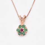 Natural Emerald Pendant made in Rose Gold Vermeil with Round Natural Green Emerald in Cluster setting, May Birthstone gift idea, symbolizes growth, harmony, and deep emotional healing, ideal for everyday wear and perfect for birthday gifting and special occasions.