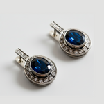 Handcrafted Sapphire Earrings in Sterling Silver, featuring a heart-shaped sapphire, perfect for special moments and daily wear.