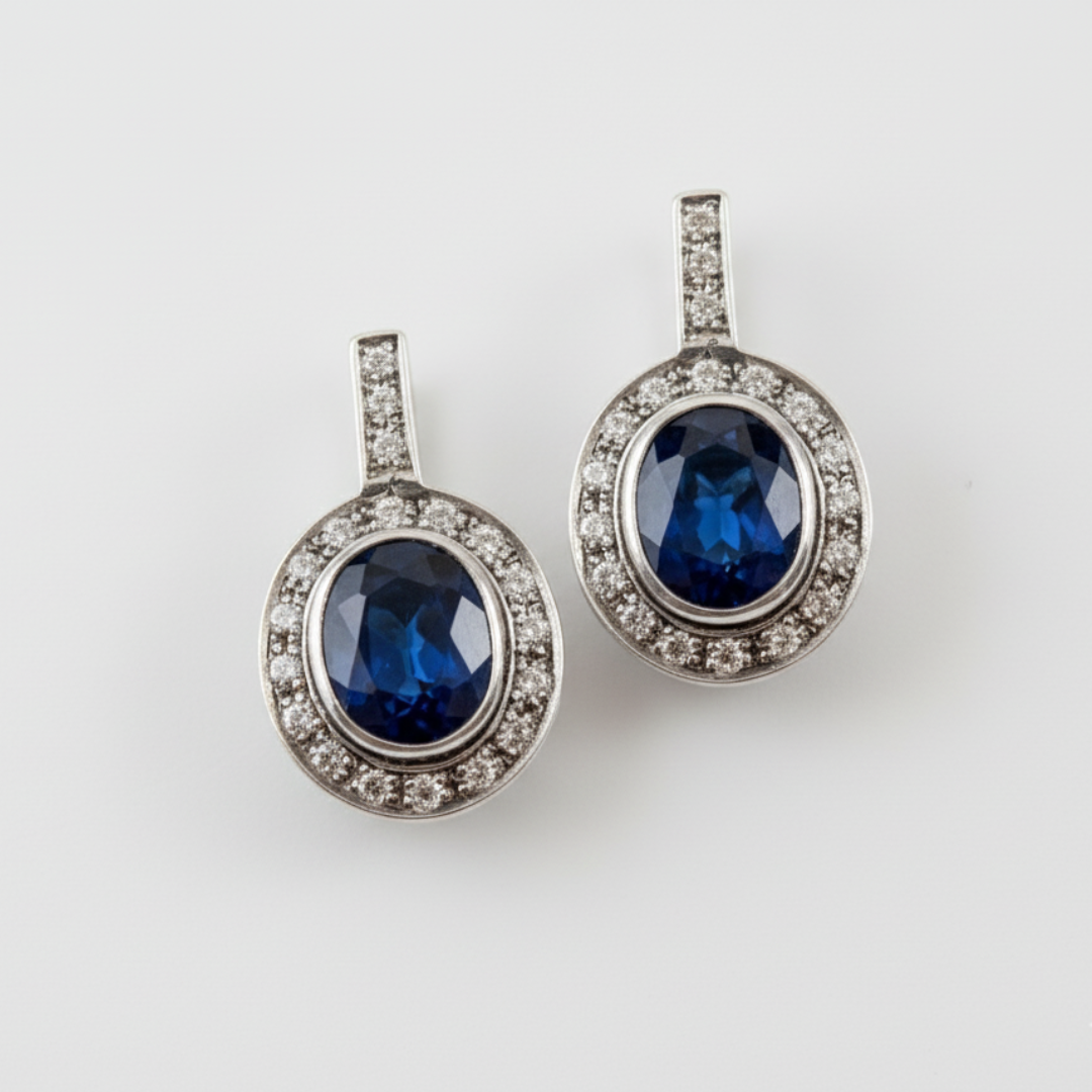 Beautiful Heart Blue Sapphire Earrings in 925 Sterling Silver, perfect for expressing love and sincerity on special occasions.