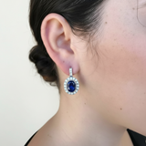 Sapphire Earrings in 925 Sterling Silver, Heart-shaped Blue Sapphire, ideal September birthday gift for sincerity and faithfulness.