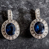 Blue Sapphire Earrings - Vintage Sapphire Earrings - Blue Drop Earrings