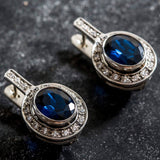 Blue Sapphire Earrings - Vintage Sapphire Earrings - Blue Drop Earrings