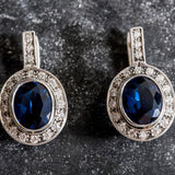 Blue Sapphire Earrings - Vintage Sapphire Earrings - Blue Drop Earrings