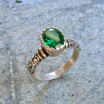 Created Emerald Ring made in 925 Sterling Silver with Oval Created Green Emerald in Solitaire setting, May Birthstone gift idea, symbolizes, ideal for everyday wear and perfect for birthday gifting and special occasions.