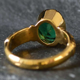 Gold Emerald Ring - Gold Boho Band - Solitaire Emerald Ring