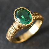 Gold Emerald Ring - Gold Boho Band - Solitaire Emerald Ring