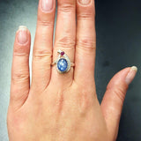 Kyanite Ring, Natural Ruby, Blue Vintage Ring, Multistone Ring, Teardrop Ring, Unique Ring, Blue Stone Ring, Silver Ring, African Kyanite