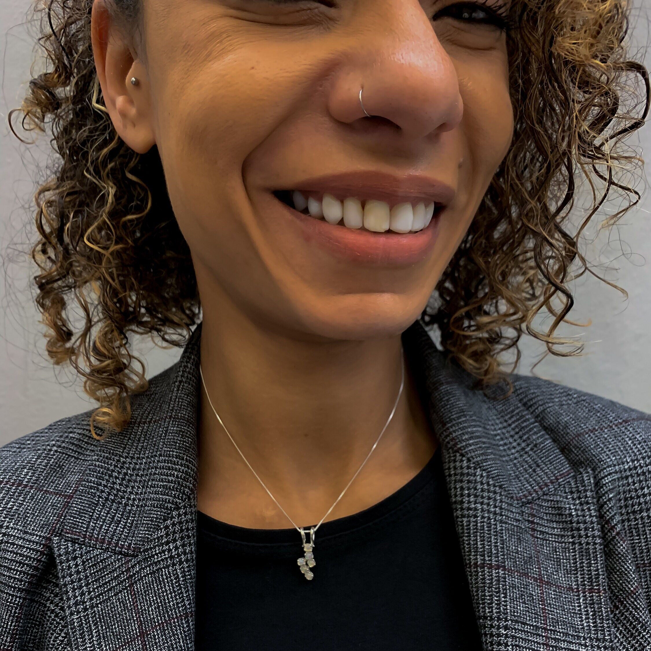 Dainty Pendant, Opal Pendant, Natural Opal, October Birthstone, Vertical Pendant, Fire Opal Pendant, Vintage Pendant, Solid Silver Pendant