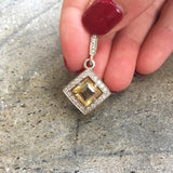 Vintage Citrine Pendant - Natural Citrine Necklace - Yellow Princess Cut Necklace