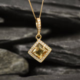 Gold Citrine Pendant - Natural Citrine Necklace, November Birthstone Necklace