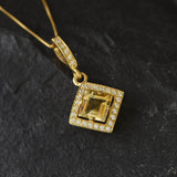 Gold Citrine Pendant - Natural Citrine Necklace, November Birthstone Necklace