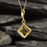 Gold Citrine Pendant - Natural Citrine Necklace, November Birthstone Necklace