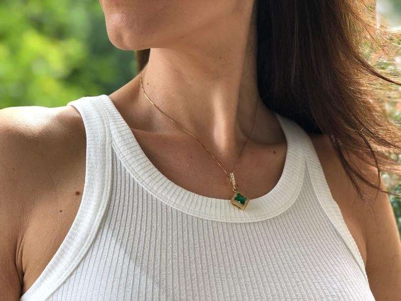 Citrine Pendant, November Birthstone, Natural Citrine, 3 Carat Citrine, Genuine Citrine, Square Pendant, Solid Silver, Silver Pendant(1)