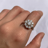 Diamond Flower Ring - Silver Daisy Ring - Gift For Her