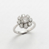 Gold Diamond Flower Ring - Vintage Flower Ring - Gold Flower Ring