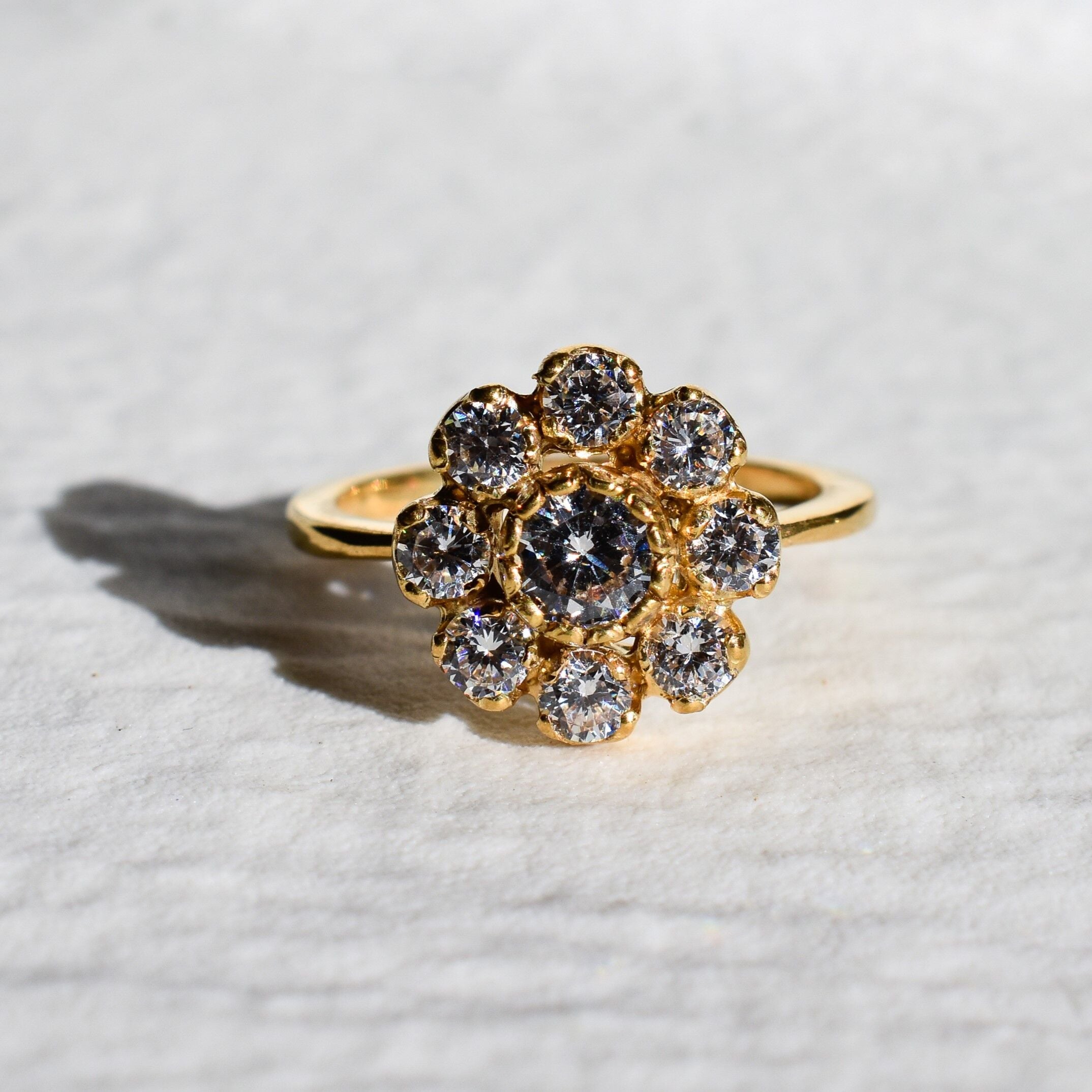 Vintage Engagement Ring, Vintage Flower, Vintage Diamond Ring, CZ Diamonds, 2 Carats Diamonds, Antique Ring, Solid Silver Ring, Pure Silver(1)