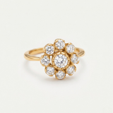 Diamond Flower Ring - Sparkly Vintage Ring - Rose Gold Diamond Band