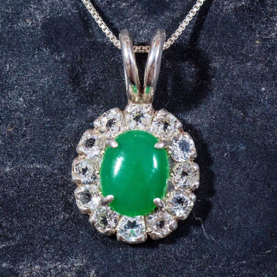 Chrysoprase Pendant, Victorian Necklace, Natural Chrysoprase, Topaz Pendant, Green Necklace, Antique Pendant, Vintage Pendant, Solid Silver