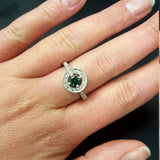 Emerald Ring, Created Emerald, Green Ring, Cluster Ring, Green Vintage Ring, Green Diamond Ring, Solitaire Ring, 925 Silver Ring, Emerald