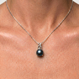 Unique Pearl Necklace - Black Vintage Necklace - Genuine Black Pearl Pendant