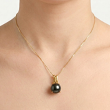 Gold Pearl Pendant - Natural Pearl Necklace, Black Pearl Necklace,