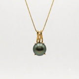 Unique Pearl Necklace - Black Vintage Necklace - Genuine Black Pearl Pendant