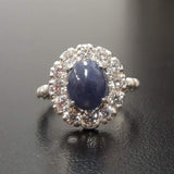 Natural Sapphire Ring made in 925 Sterling Silver with Oval Natural Blue Sapphire in Halo setting, September Birthstone gift idea, symbolizes sincerity, truth, and faithfulness, ideal for everyday wear and perfect for birthday gifting and special occasions.
