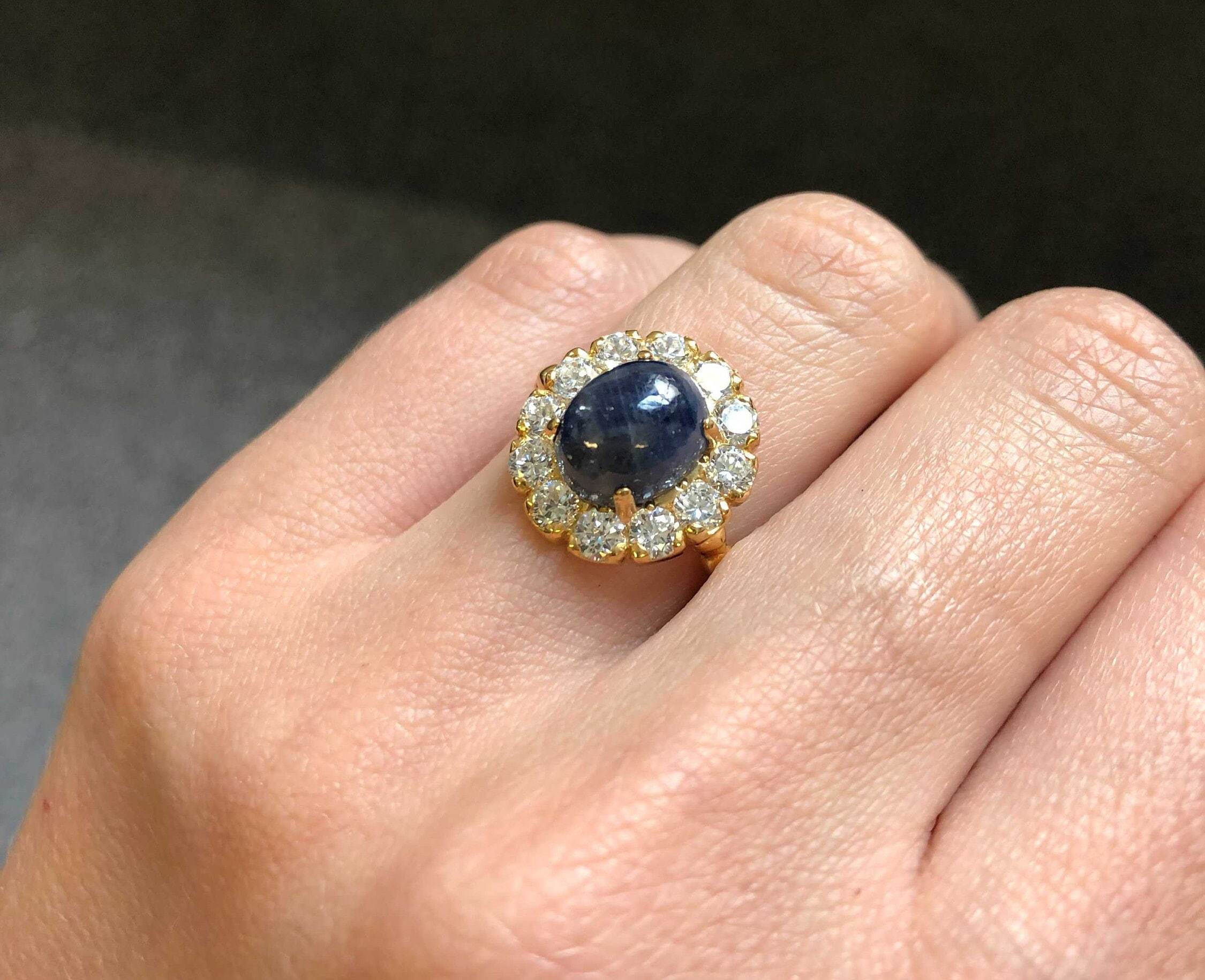Elegant 18k Gold Vermeil Natural Sapphire Ring with Halo setting, September birthstone, perfect for gifting and daily wear.