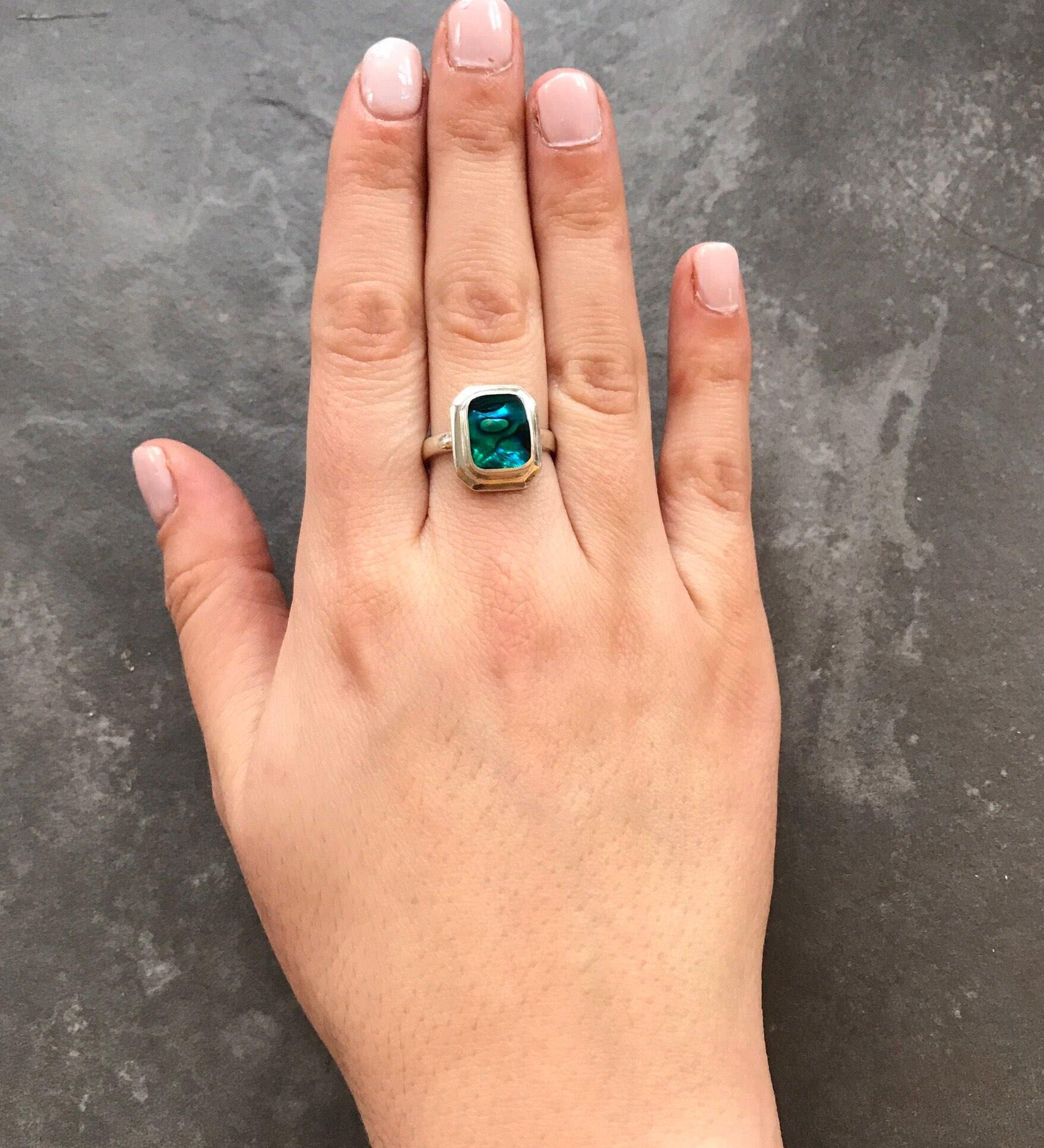 Shell Ring, Shell Pearl Ring, Natural Shell Pearl, Abalone Ring, Unique Stone, Vintage Rings, Vintage Silver Ring, Real Silver Ring