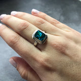 Natural Shell Pearl Ring - Vintage Abalone Ring - Unique Statement Ring