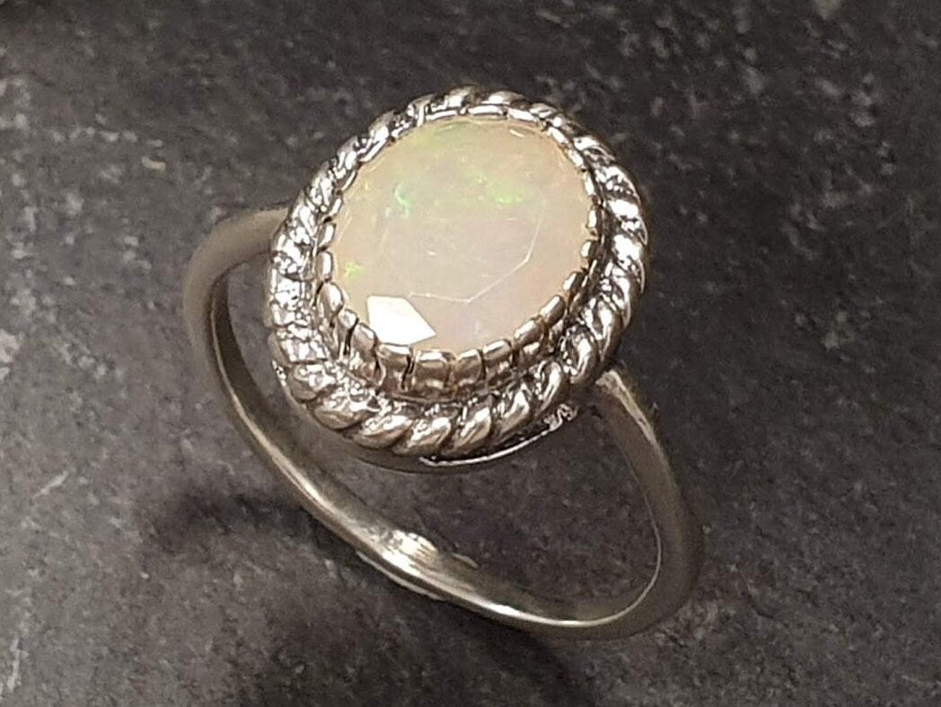 Fire Opal Ring, Natural Opal Ring, October Birthstone, Victorian Ring, Vintage Opal Ring, Opal Ring, Ethiopian Opal Ring, Solid Silver Ring