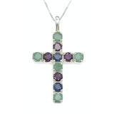 Cross Pendant, Emerald Pendant, Ruby Pendant, Sapphire Pendant, Symbolic Pendant, Silver Cross Pendant, Christian Pendant, Silver Pendant