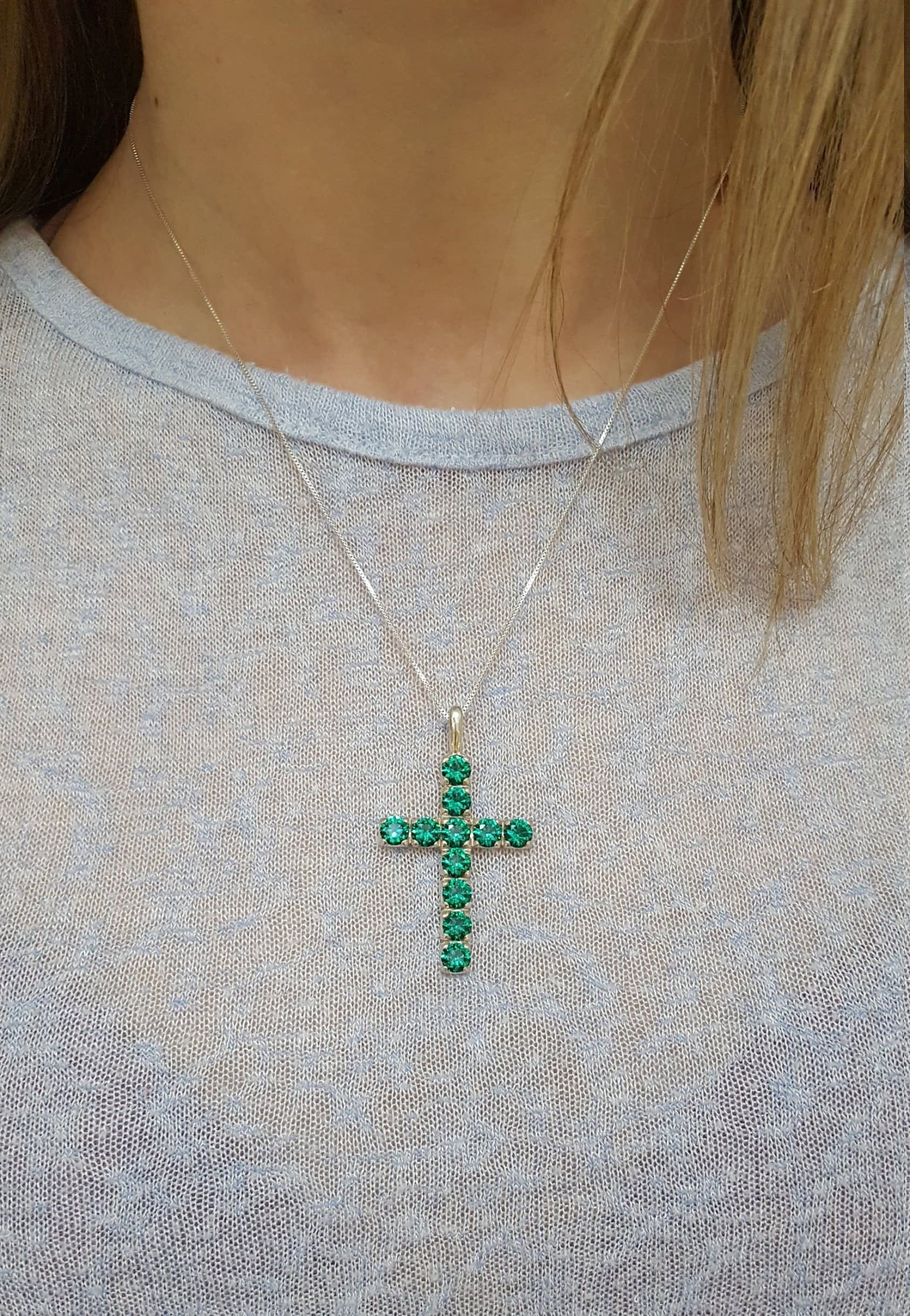 Cross Pendant, Emerald Pendant, Ruby Pendant, Sapphire Pendant, Symbolic Pendant, Silver Cross Pendant, Christian Pendant, Silver Pendant