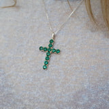 Cross Pendant, Emerald Pendant, Ruby Pendant, Sapphire Pendant, Symbolic Pendant, Silver Cross Pendant, Christian Pendant, Silver Pendant