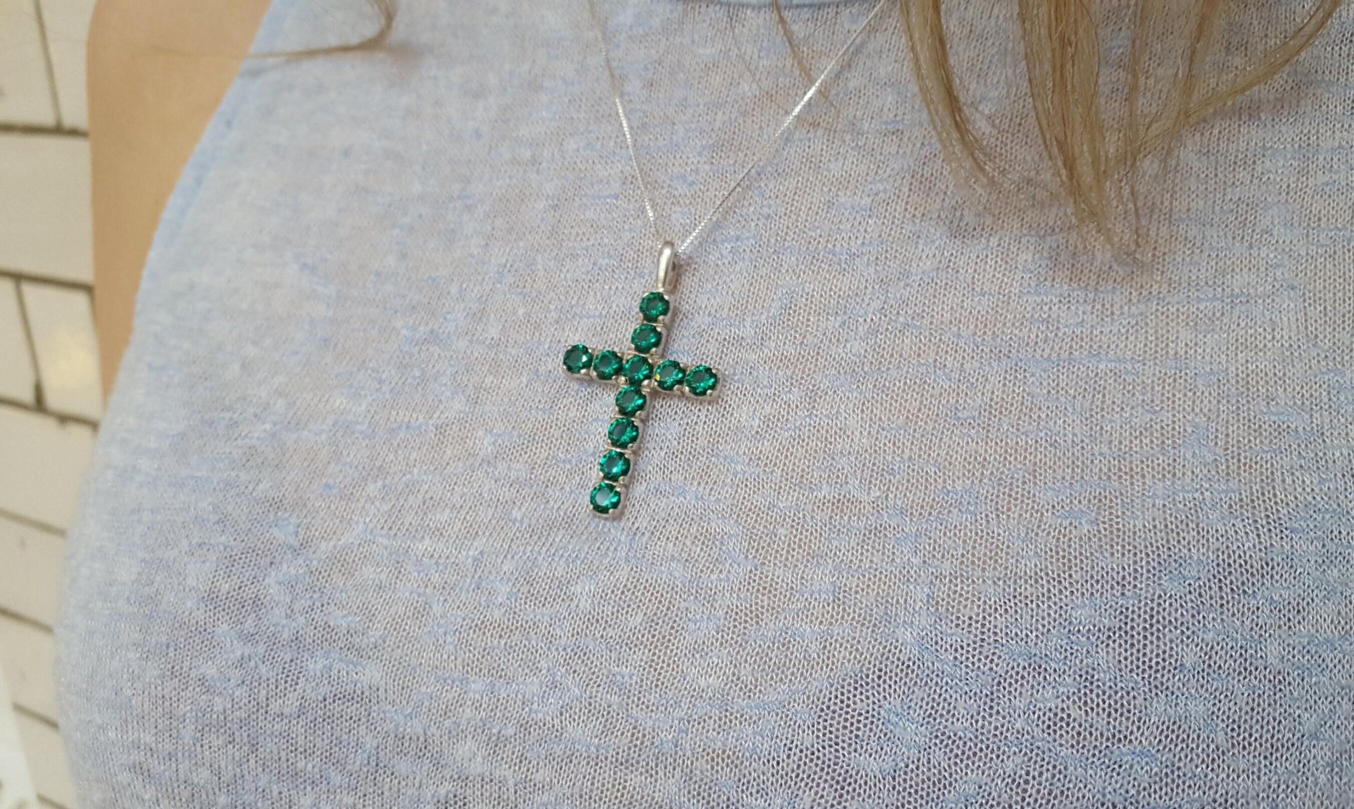 Cross Pendant, Emerald Pendant, Ruby Pendant, Sapphire Pendant, Symbolic Pendant, Silver Cross Pendant, Christian Pendant, Silver Pendant