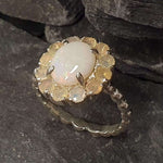 Opal Ring, Australian Opal, Victorian Ring, October Birthstone, Natural Opal Ring, Vintage Opal Ring, Opal Flower Ring, Solid Silver Ring