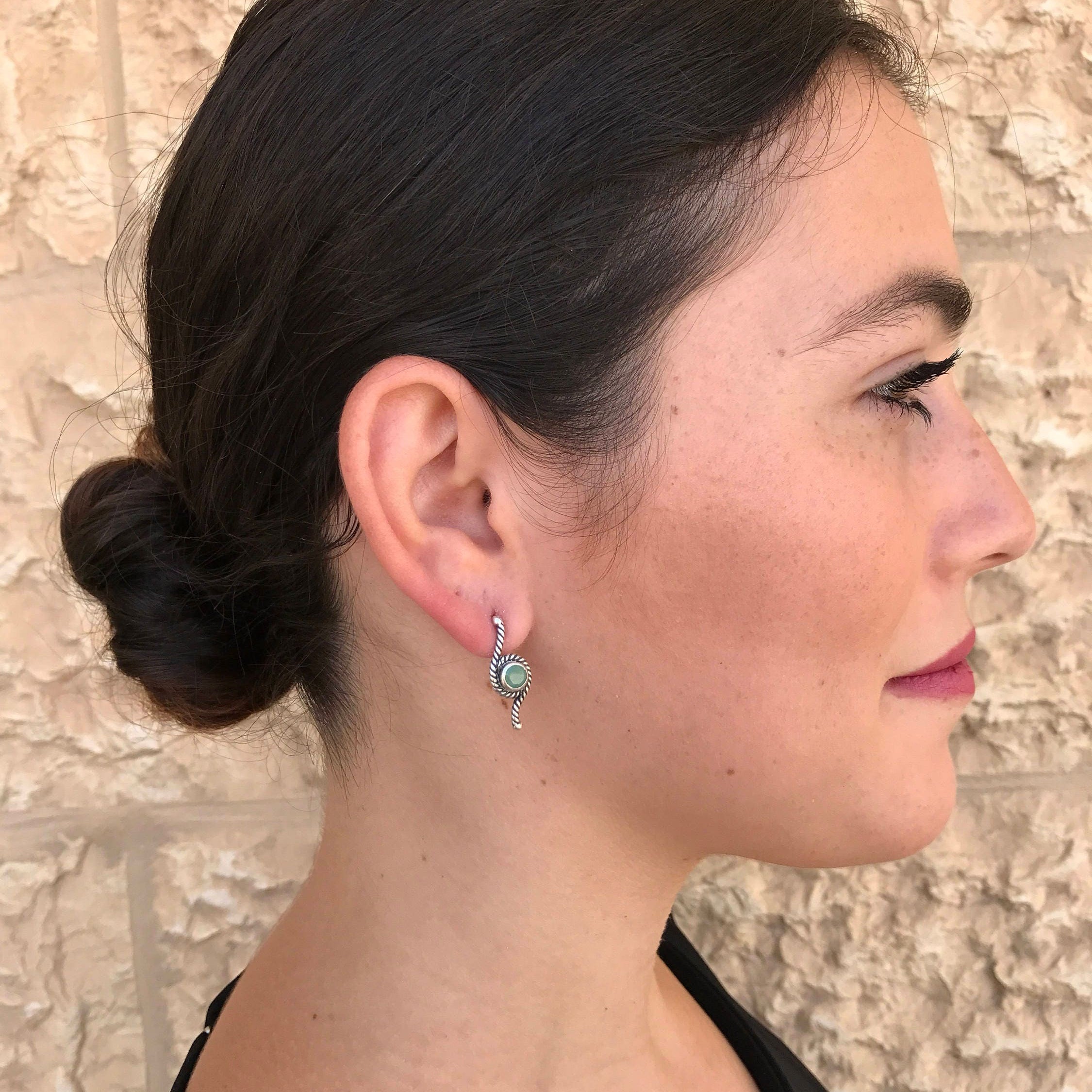 Natural Emerald Stud Earrings in 925 Sterling Silver, bezel setting, May birthstone, perfect for gifts and everyday elegance.