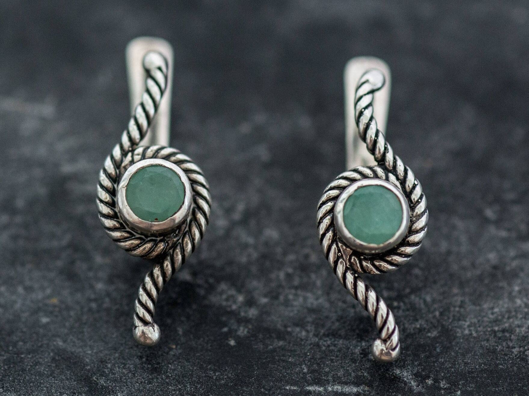 Natural Emerald Earrings made in 925 Sterling Silver with Round Natural Green Emerald in Bezel setting, May Birthstone gift idea, symbolizes growth, harmony, and deep emotional healing, ideal for everyday wear and perfect for birthday gifting and special occasions.