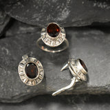 Genuine Garnet Earrings - Red Oval Studs - Vintage Boho Earrings