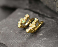 Fire Opal Earrings, Ethiopian Opal, Opal Studs, October Birthstone, Dainty Opal Earrings, October Earrings, Vintage Studs, Silver Earrings(1)