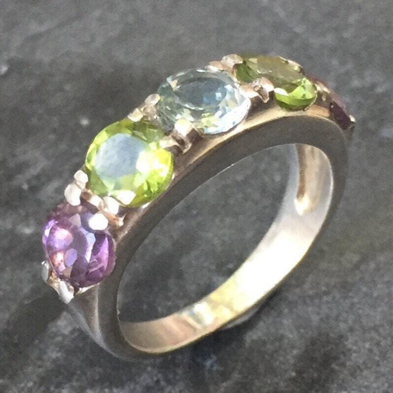 Topaz Ring, December Birthstone, Natural Topaz, Blue Topaz, Ametyst Ring, February Birthstone, Peridot Ring, August Birthstone, Solid Silver