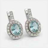 Blue Aqua Earrings - Vintage Oval Earrings, Blue Victorian Earrings