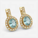 Blue Aqua Earrings - Vintage Oval Earrings, Blue Victorian Earrings