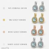 Gold Aquamarine Earrings - Gold Victorian Earrings, Blue Diamond Earrings