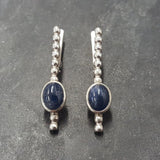 Genuine Sapphire Earrings - Long Blue Earrings - Vintage Drop Earrings