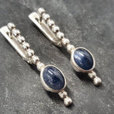 Genuine Sapphire Earrings - Long Blue Earrings - Vintage Drop Earrings