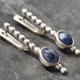 Genuine Sapphire Earrings - Long Blue Earrings - Vintage Drop Earrings