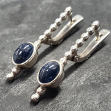 Genuine Sapphire Earrings - Long Blue Earrings - Vintage Drop Earrings