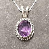 Amethyst Pendant, Natural Amethyst, Vintage Pendant, February Birthstone, Purple Pendant, Dainty Antique Pendant, Solid Silver Pendant